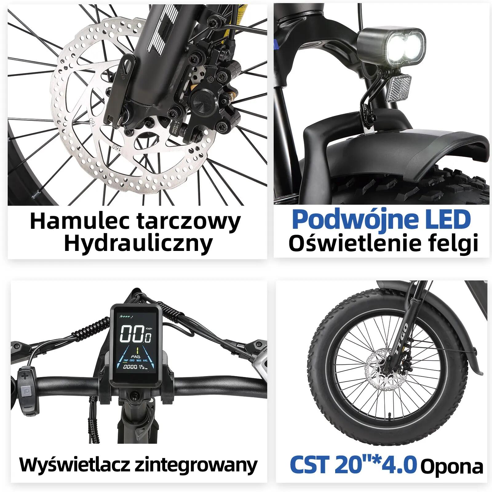 Rower elektryczny dla dorosłych F6Boost, opony 20"×4,0", akumulator 48V 18Ah. 7/12