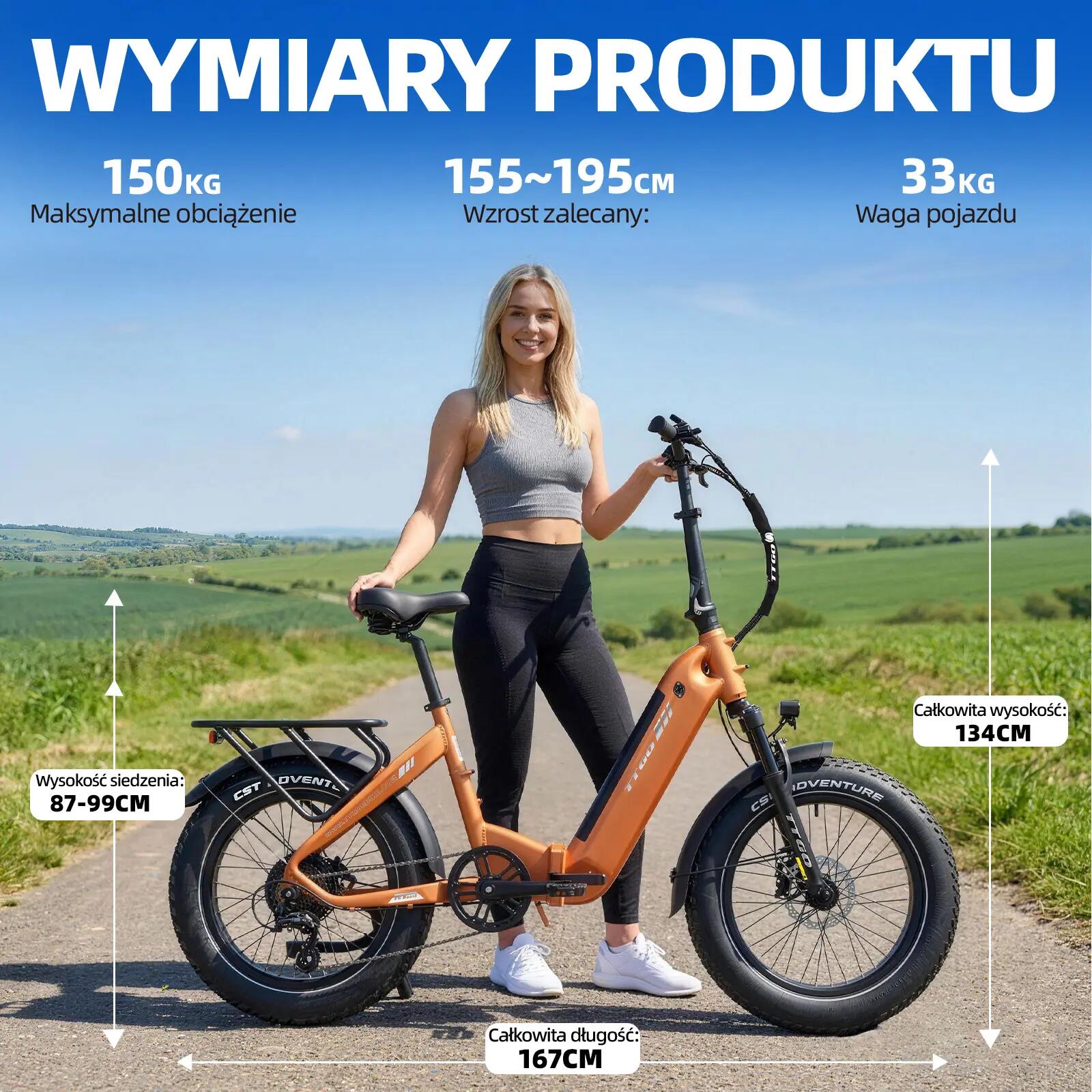 Elektryczny rower dla dorosłych TTGO F6 Boost 48V18Ah bateria 13/15