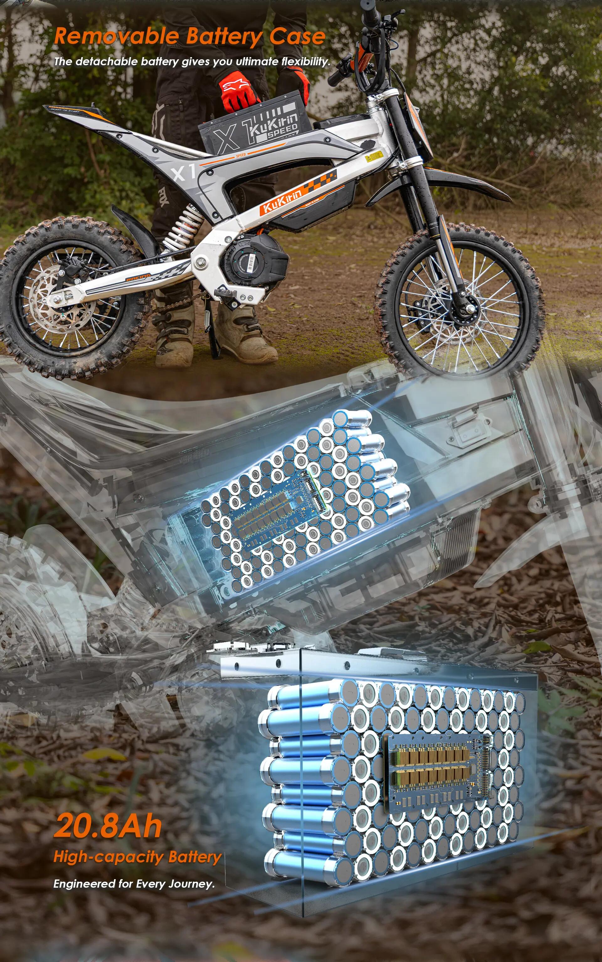 Moto elettrica off-road X1 Pneumatici off-road 12" & 14" Batteria 36V20Ah 12/15