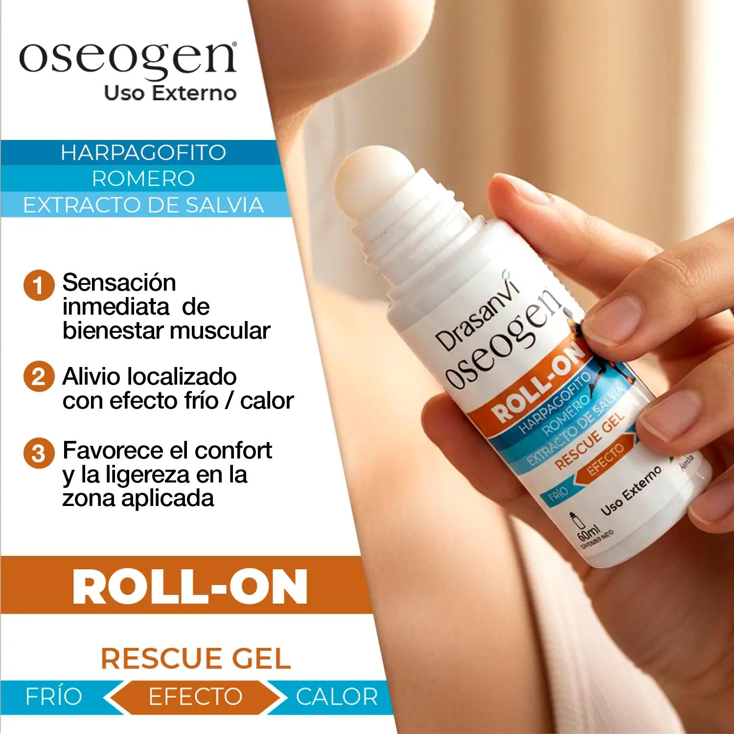 Gel Roll On Rescue Oseogen - Efecto Analgésico - 60ml - DRASANVI 4/6