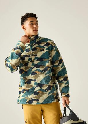 Pull polaire imprimé à demi-zip pour homme
