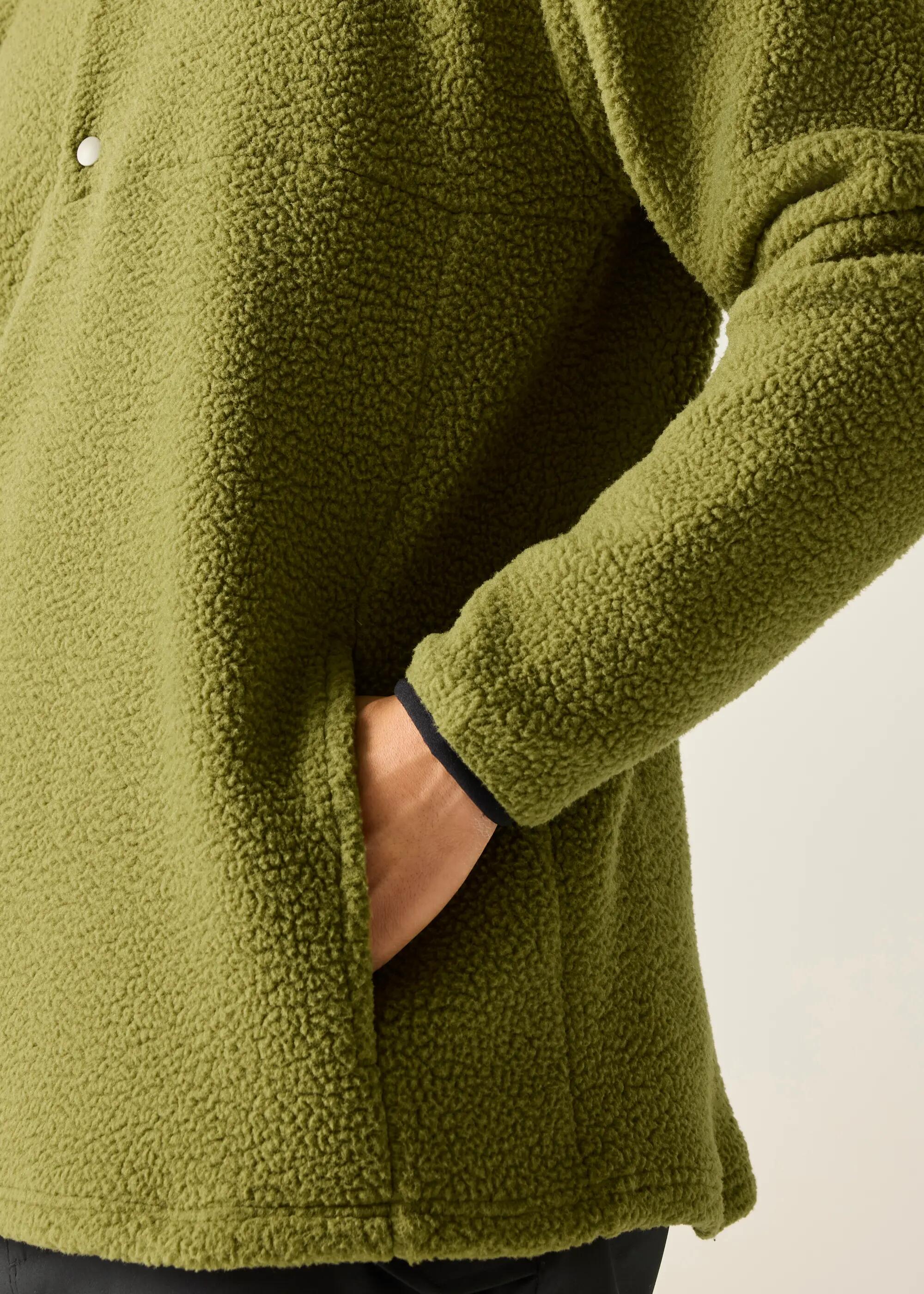 Heren fleece met dubbele drukknoopsluiting en halve rits 5/6