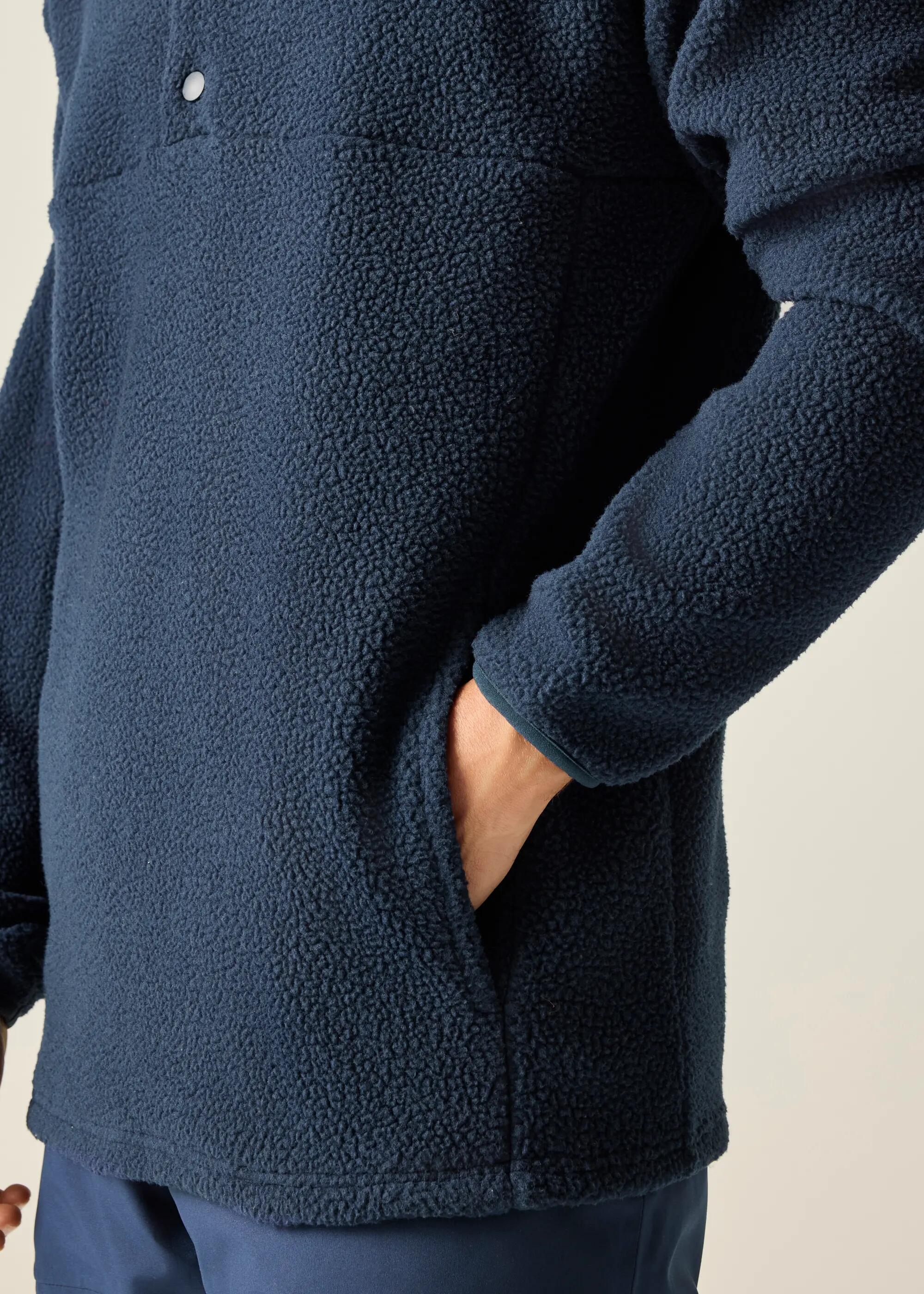 Heren fleece met dubbele drukknoopsluiting en halve rits 4/6