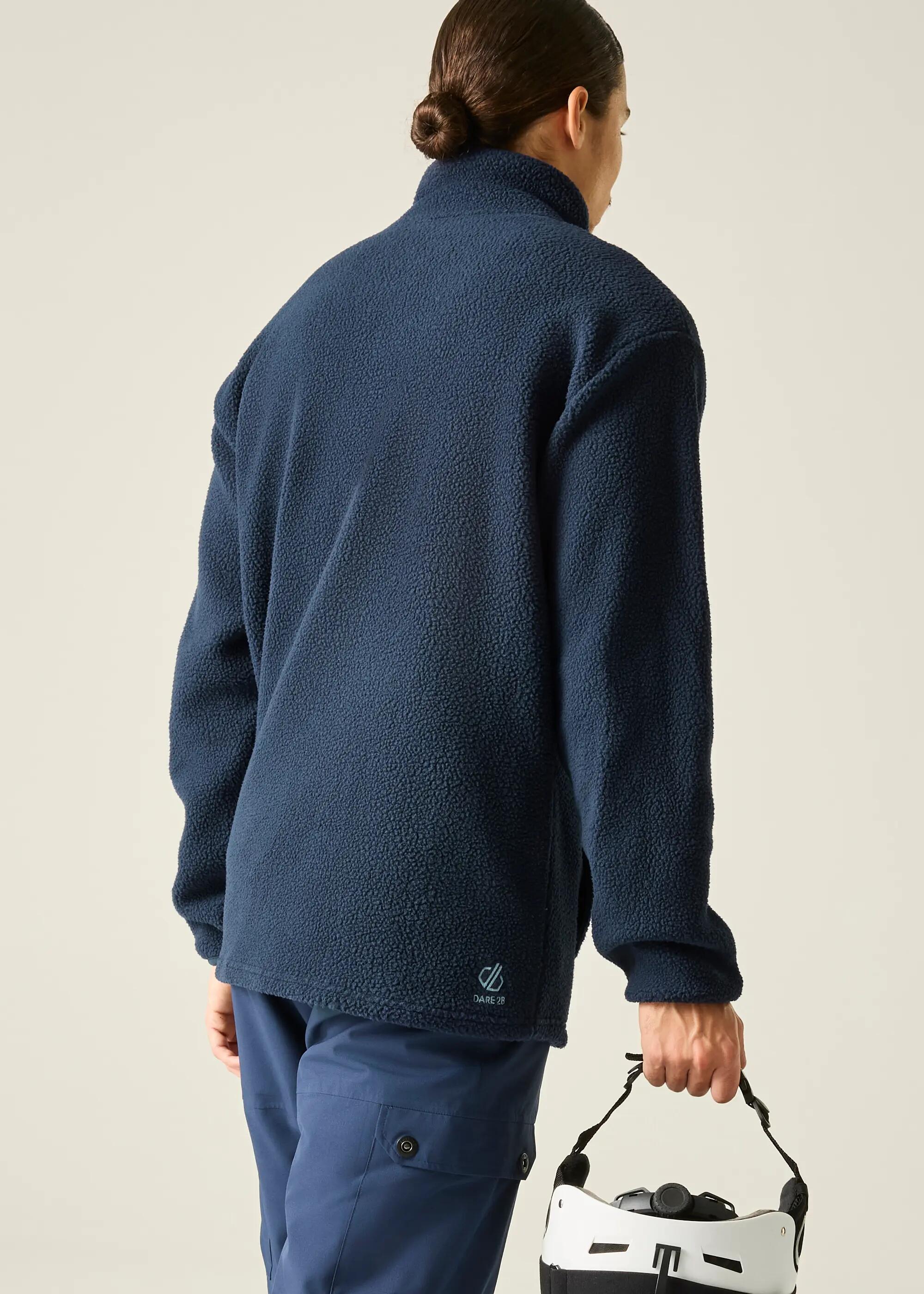 Heren fleece met dubbele drukknoopsluiting en halve rits 2/6