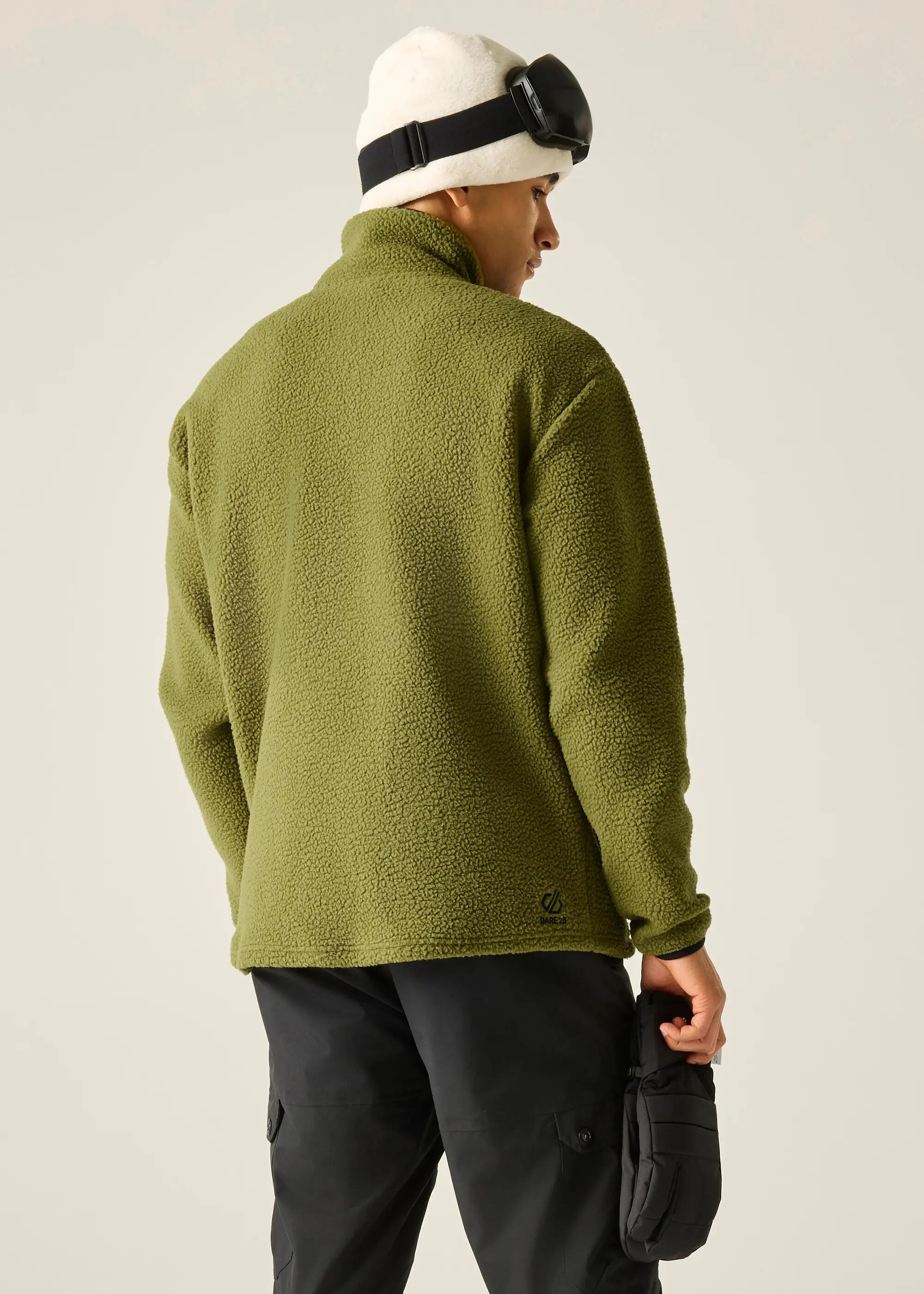 Heren fleece met dubbele drukknoopsluiting en halve rits 2/6