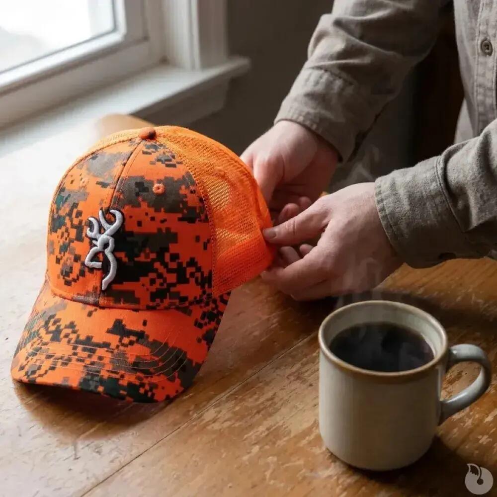 Casquette chasse digi blaze coton polyester orange noir 4/5