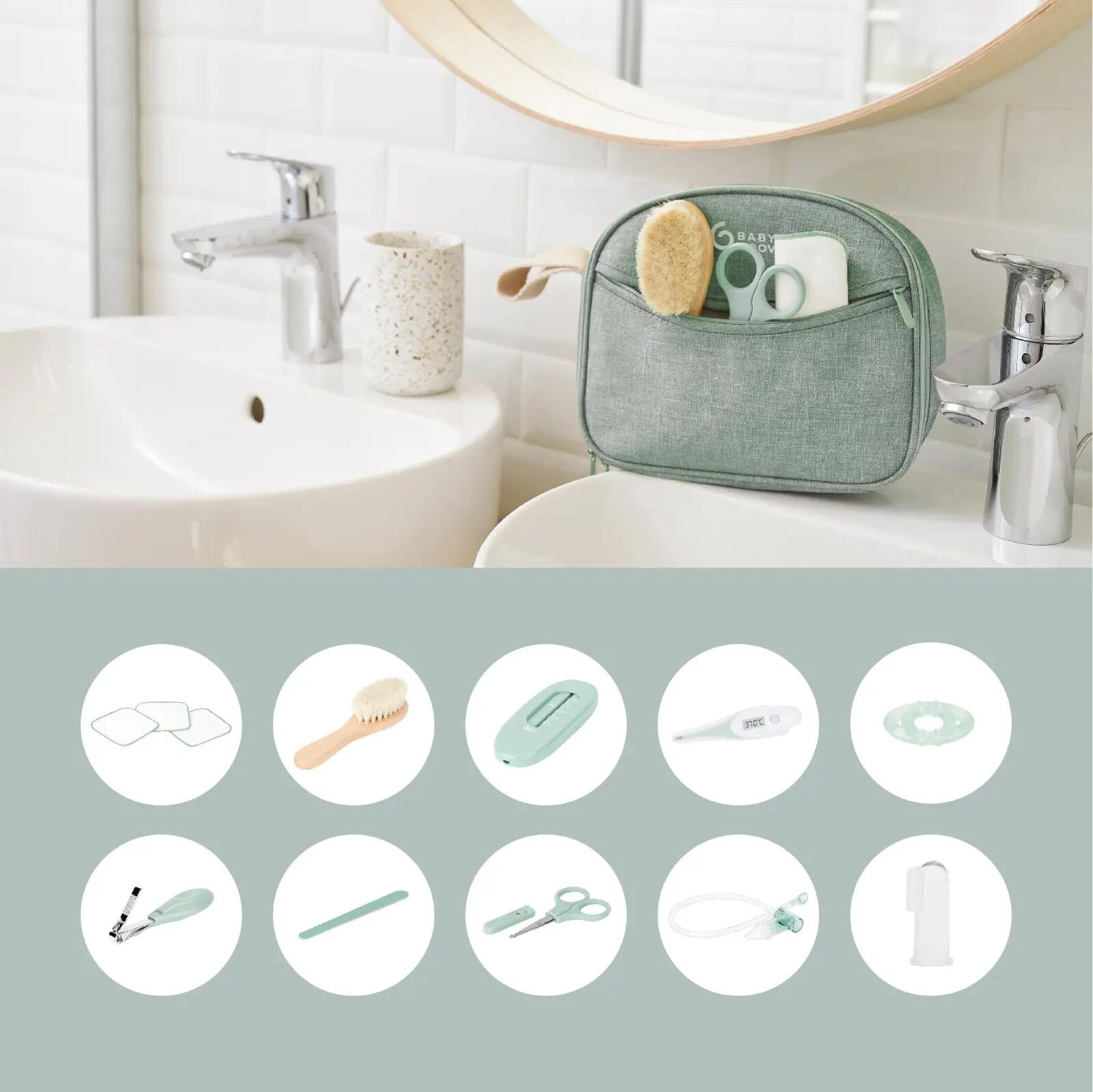 Trousse de soin pour bébé, 9 accessoires essentiels - Matcha 4/4