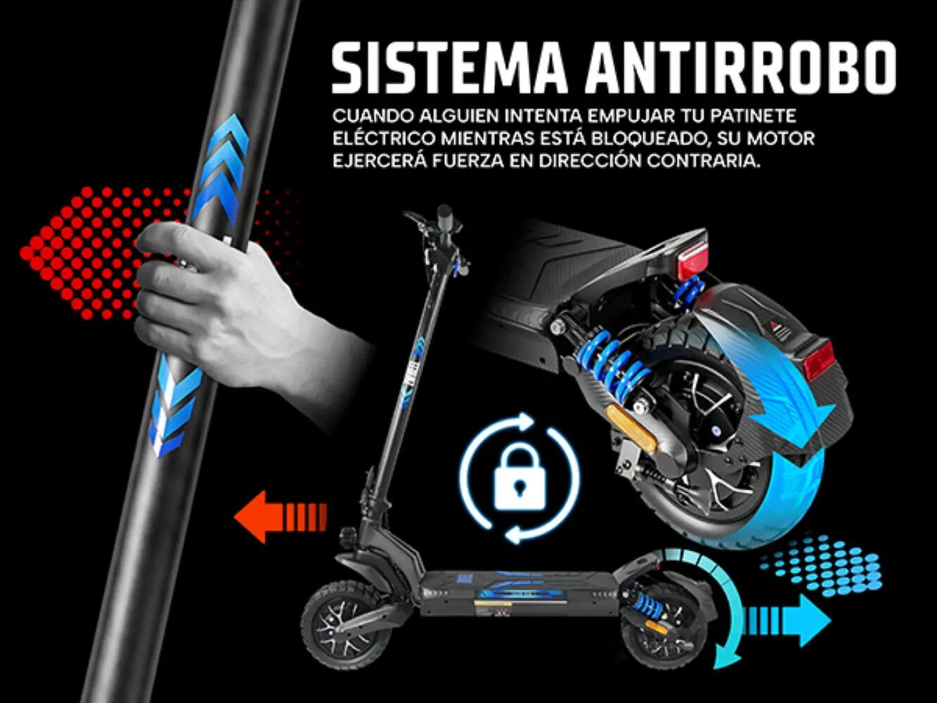 Trotinete elétrico ZWheel ZLion Duo+, 2000W, 17500mAh, 60km, noir/bleu 8/11