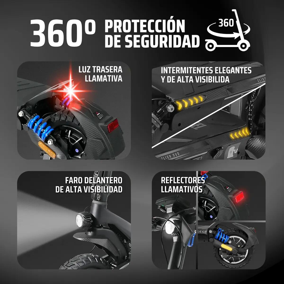 Trotinete elétrico ZWheel ZLion Duo+, 2000W, 17500mAh, 60km, noir/bleu 4/11