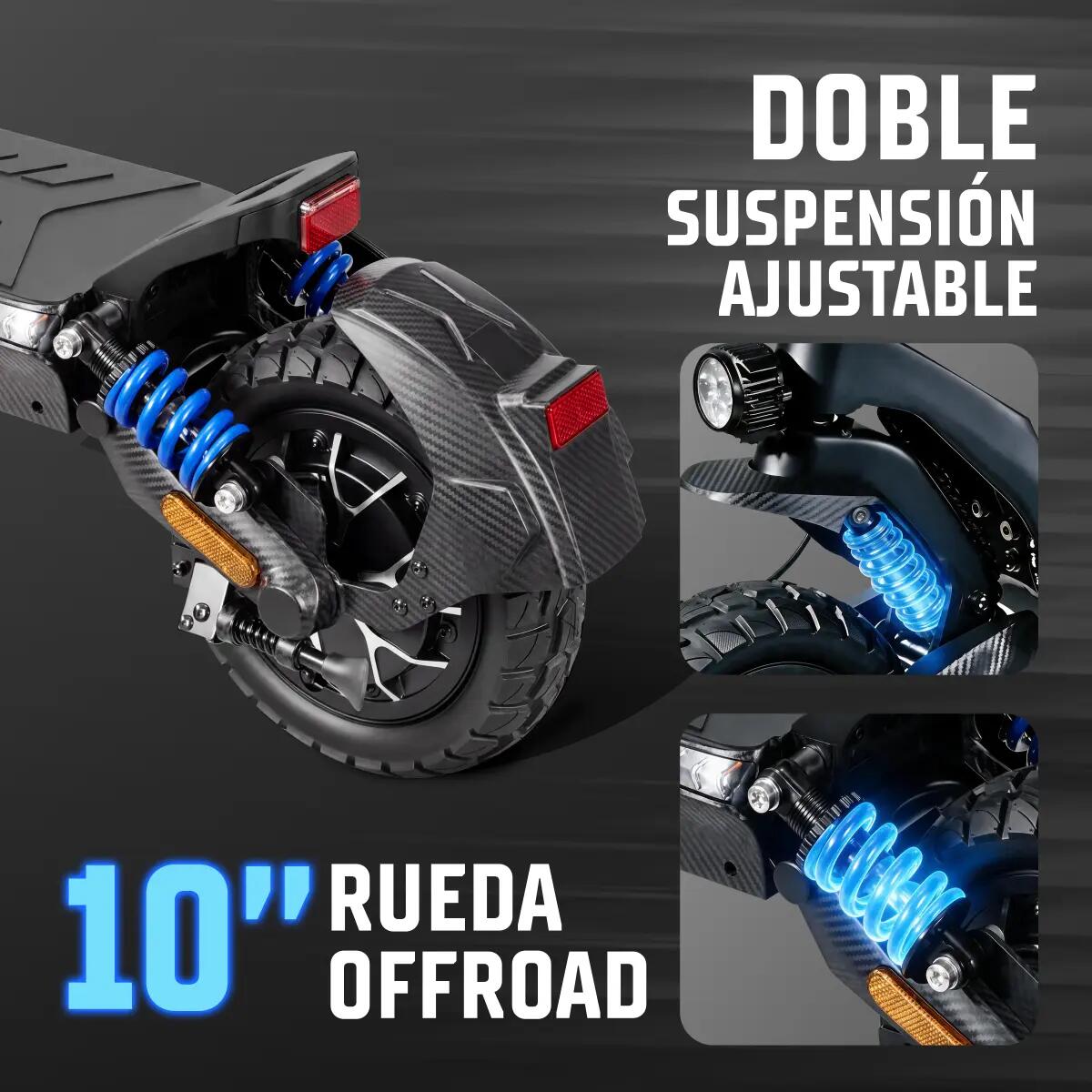 Trotinete elétrico ZWheel ZLion Duo+, 2000W, 17500mAh, 60km, noir/bleu 3/11