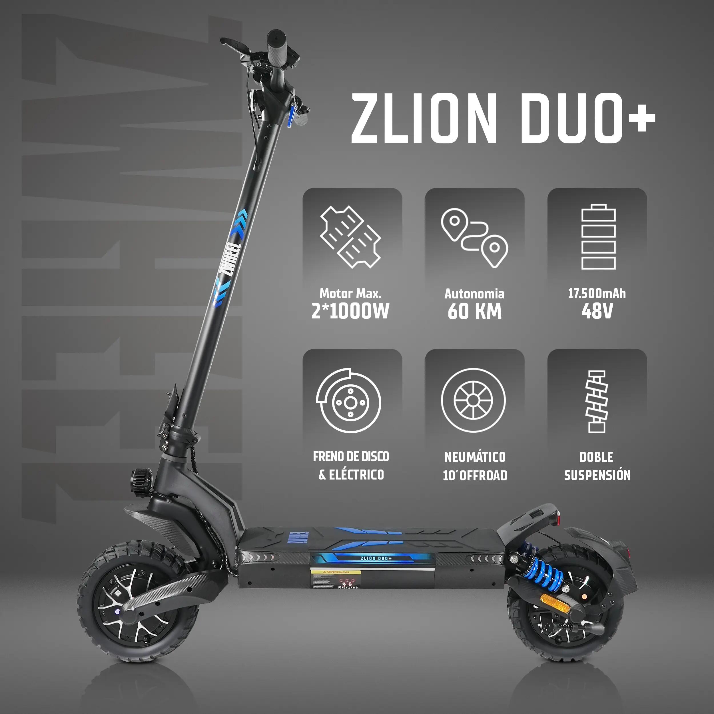 Trotinete elétrico ZWheel ZLion Duo+, 2000W, 17500mAh, 60km, noir/bleu 2/11