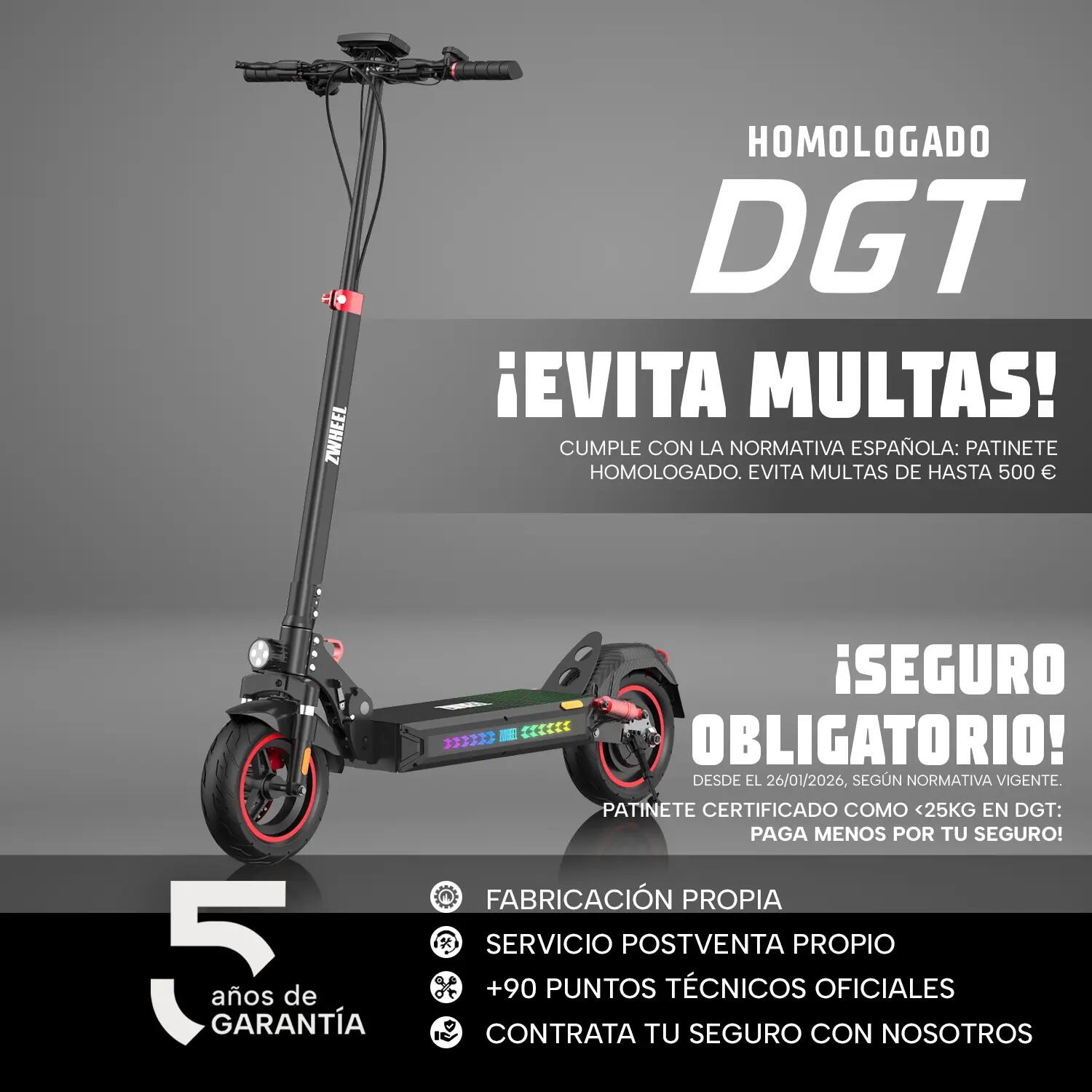 Trotinete elétrico ZWheel ZRino SE , 1000W, 15000mAh, 50km, noir 8/12