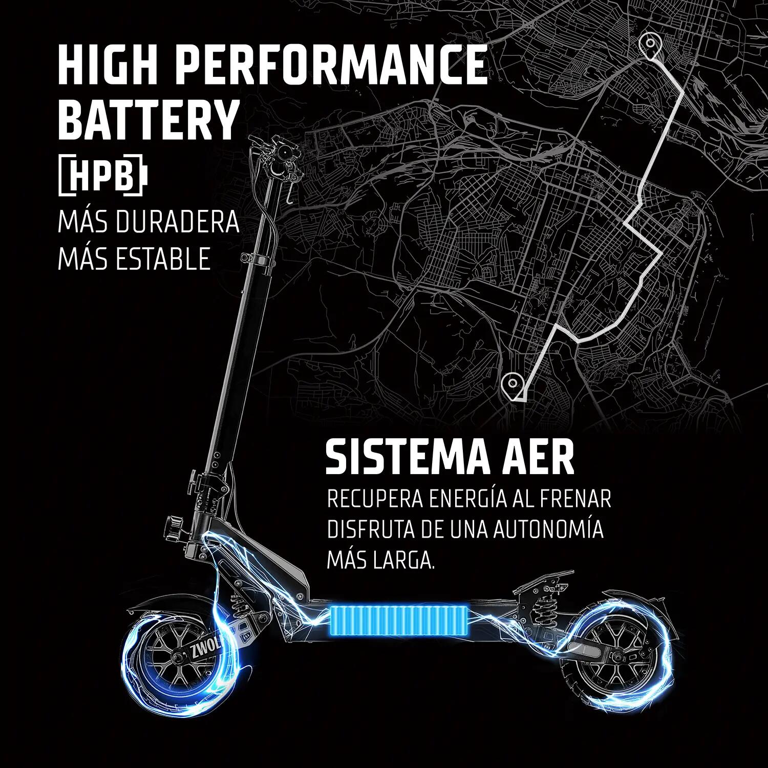 Patinete eléctrico ZWheel ZWolf Duo 2000W 20Ah 70km certificado por la DGT 6/13