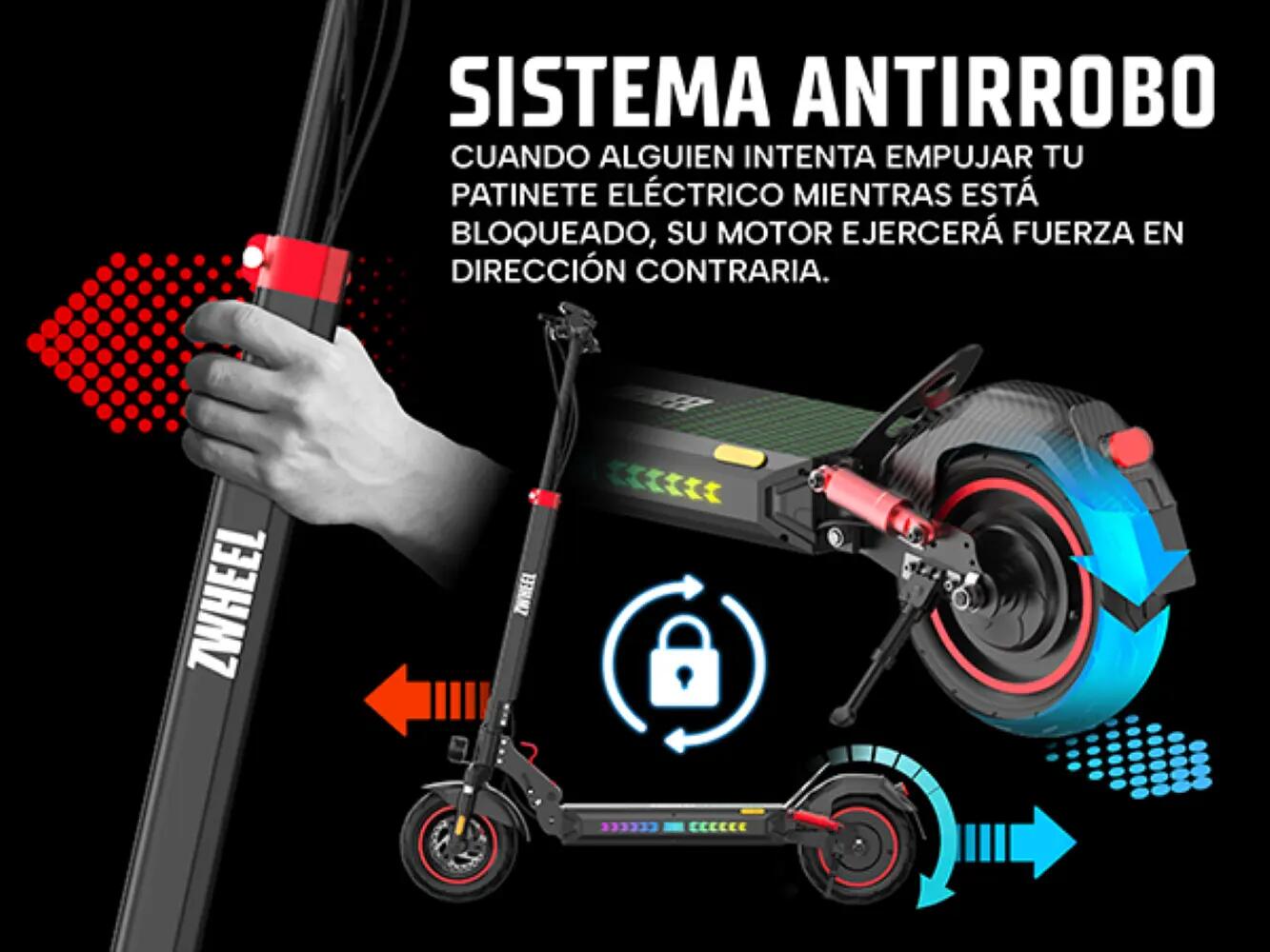 Trotinete elétrico ZWheel ZRino SE , 1000W, 15000mAh, 50km, noir 12/12