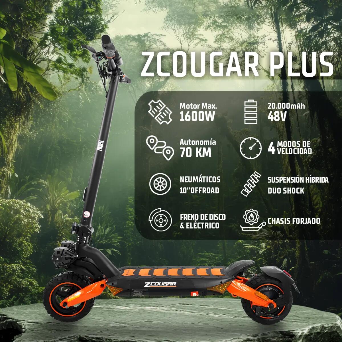 Patinete eléctrico ZWheel Zcougar Plus 1600W 20Ah 70km homologado DGT 2/10