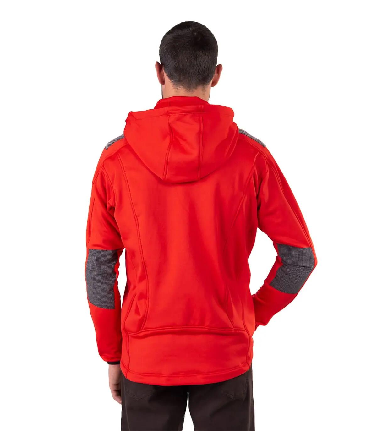 Casaco Polar Yukón Alpinismo Homem Polivalente Com Capuz Vermelho-Branco 5/5
