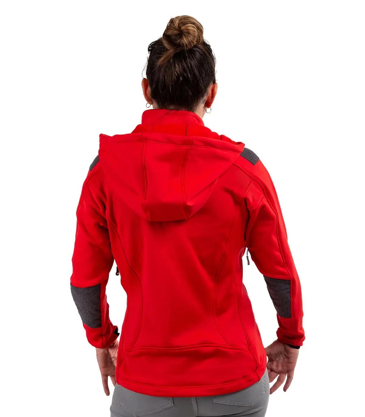 Forro Polar de Montaña y Escalada con Capucha Yukón Mujer Rojo-Negro 5/5