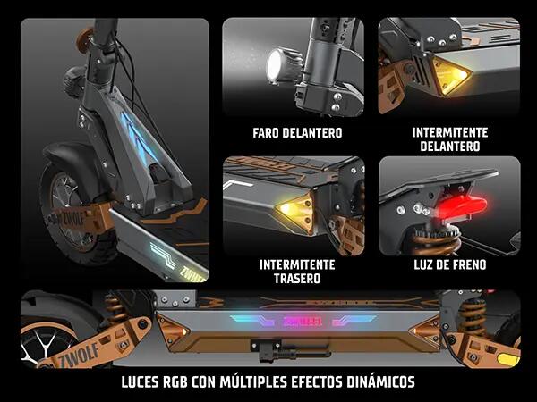 Patinete eléctrico ZWheel ZWolf Duo 2000W 20Ah 70km certificado por la DGT 9/13