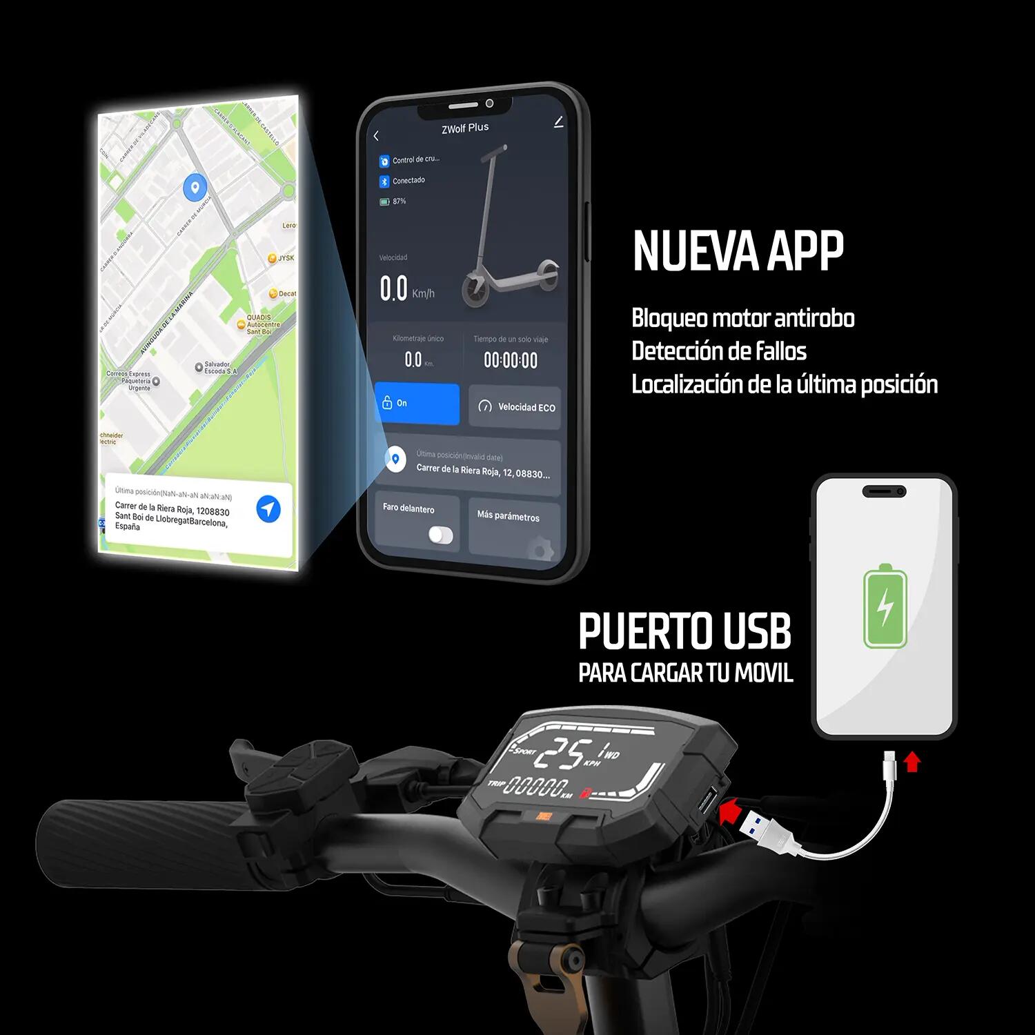 Patinete eléctrico ZWheel ZWolf Duo 2000W 20Ah 70km certificado por la DGT 5/13