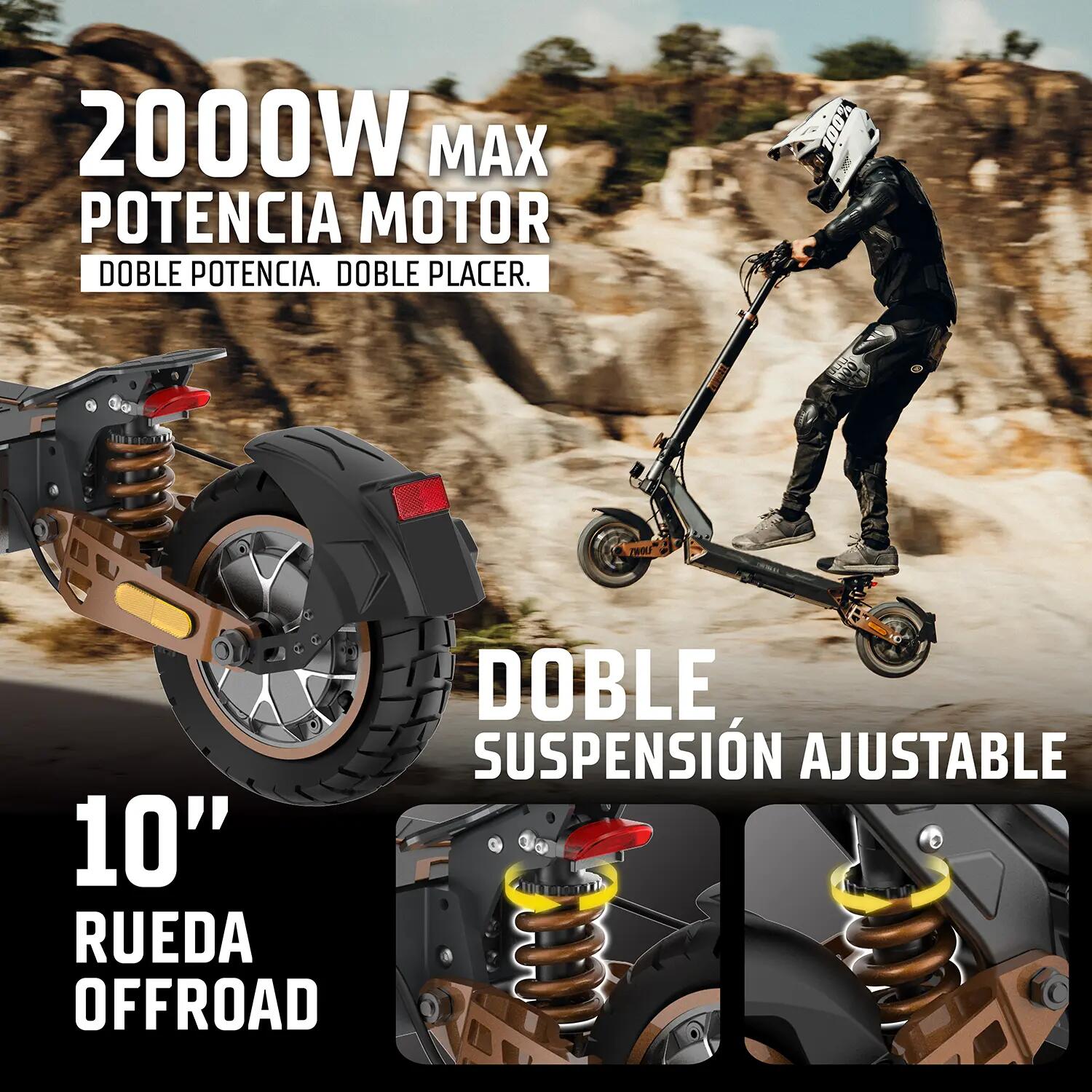Patinete eléctrico ZWheel ZWolf Duo 2000W 20Ah 70km certificado por la DGT 3/13