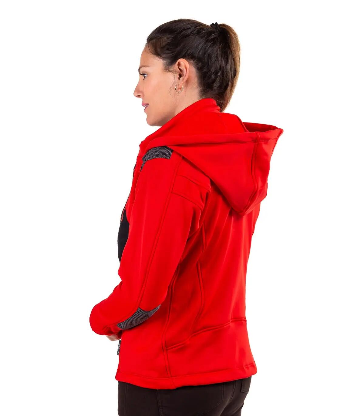 Forro Polar de Montaña y Escalada con Capucha Yukón Mujer Rojo-Negro 4/5