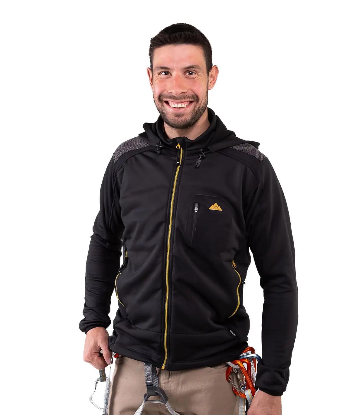 Casaco Polar Yukón Alpinismo Homem Polivalente Com Capuz Preto 4/5