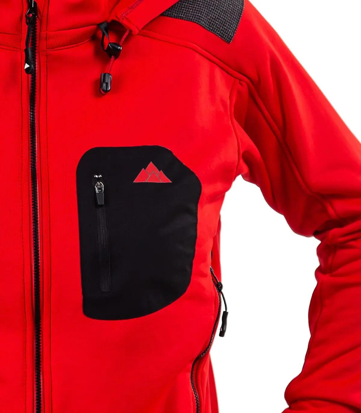 Forro Polar de Montaña y Escalada con Capucha Yukón Mujer Rojo-Negro 3/5