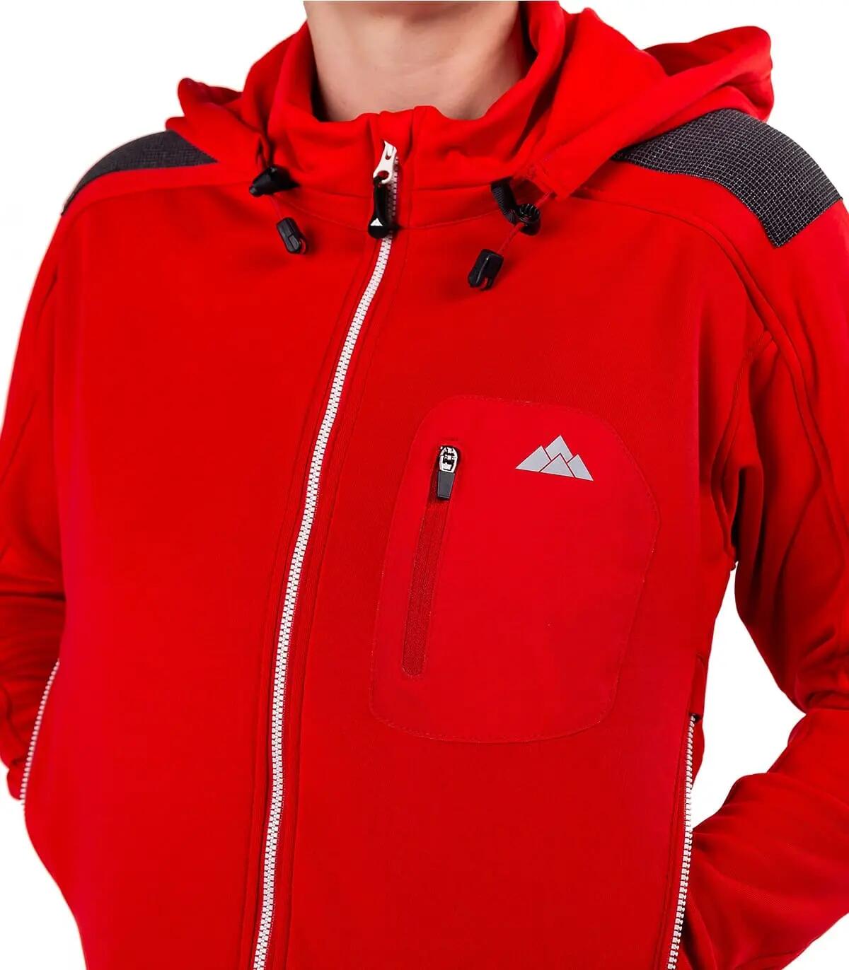 Forro Polar de Montaña y Escalada con Capucha Yukón Mujer Rojo-Blanco 3/5