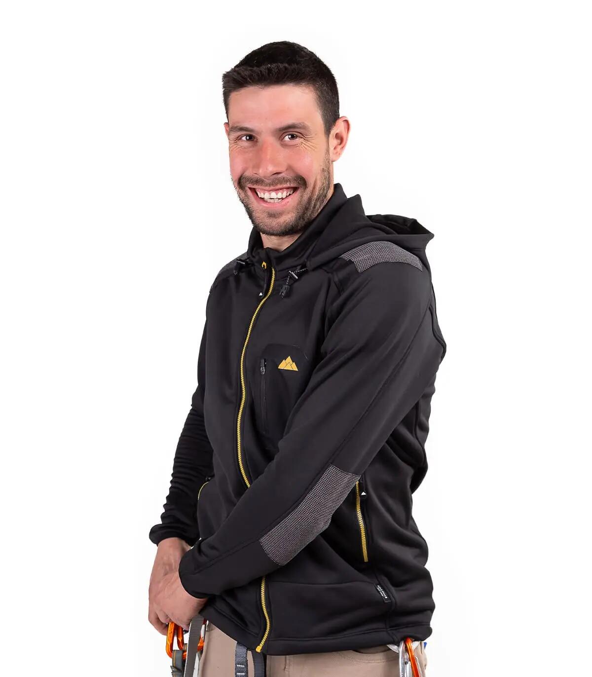 Casaco Polar Yukón Alpinismo Homem Polivalente Com Capuz Preto 2/5