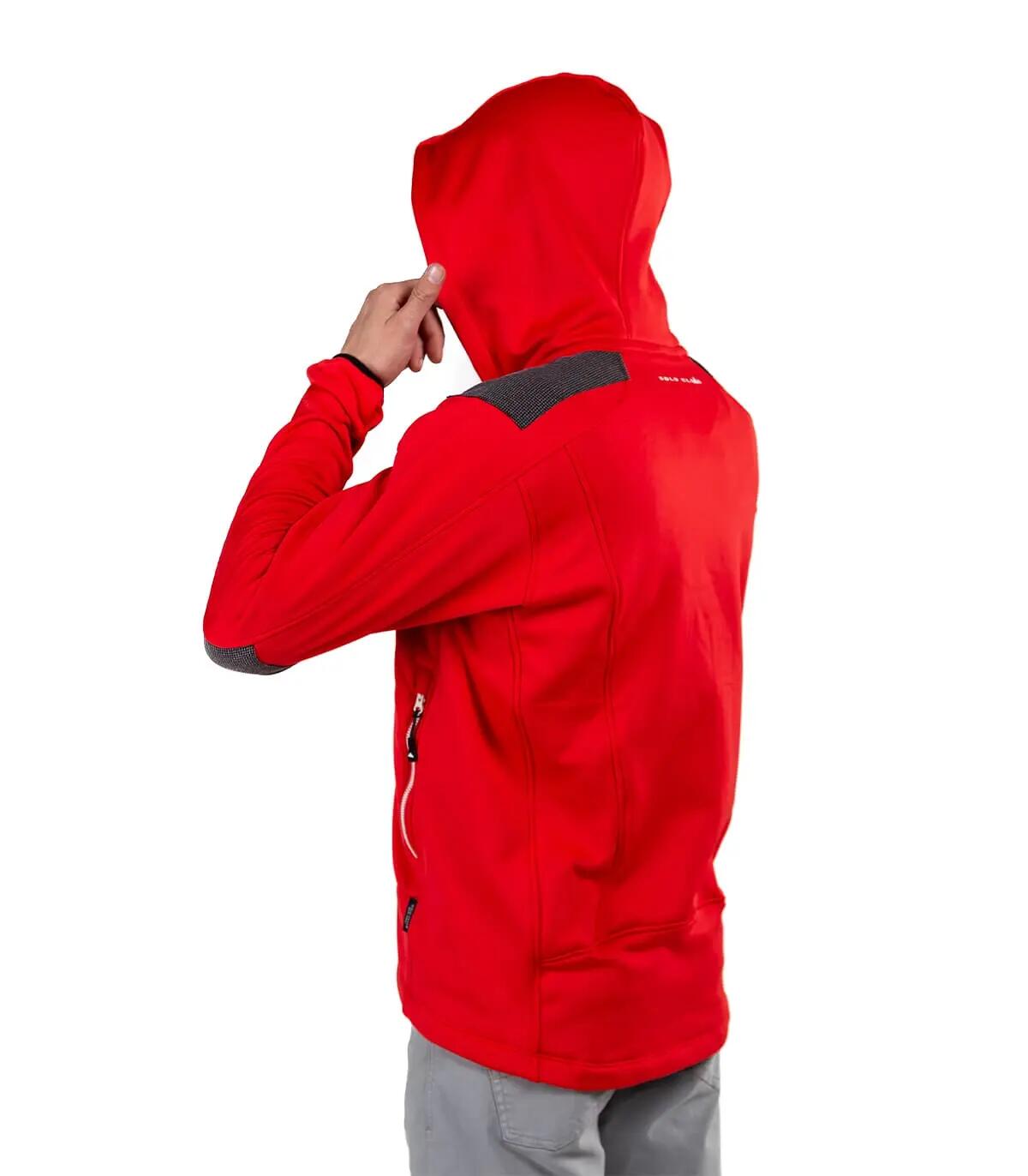 Casaco Polar Yukón Alpinismo Homem Polivalente Com Capuz Vermelho-Branco 2/5
