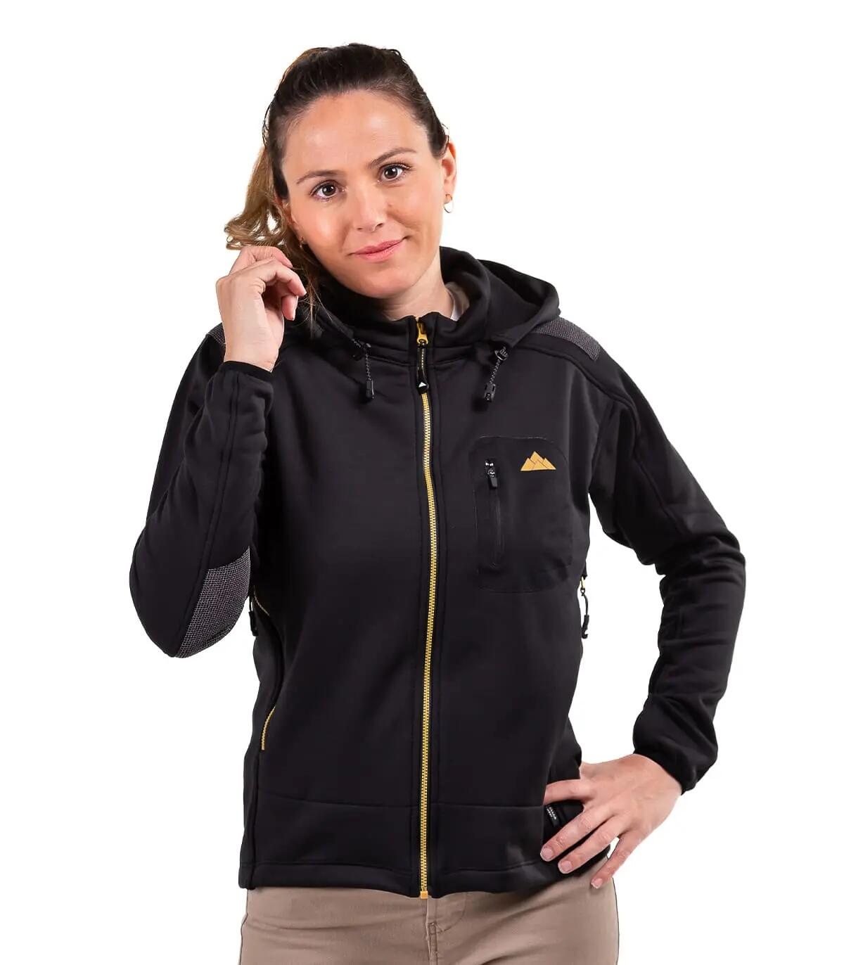 Forro Polar de Montaña y Escalada con Capucha Yukón Mujer Negro 2/5