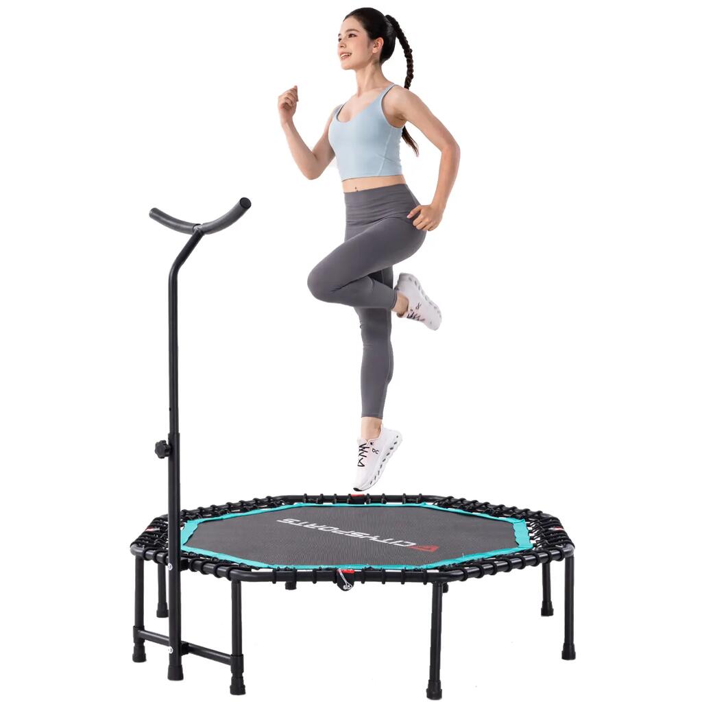 Foldable fitness trampoline, BCJ-51B, ⌀109cm, detachable adjustable handlebars
