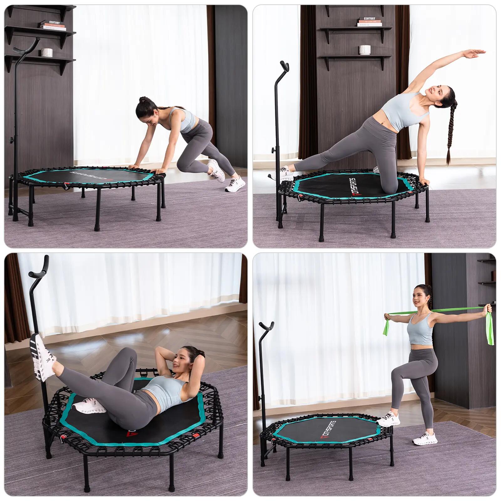 Trampolín de fitness plegable, BCJ-51B, ⌀109cm, asas ajustables desmontables 8/9