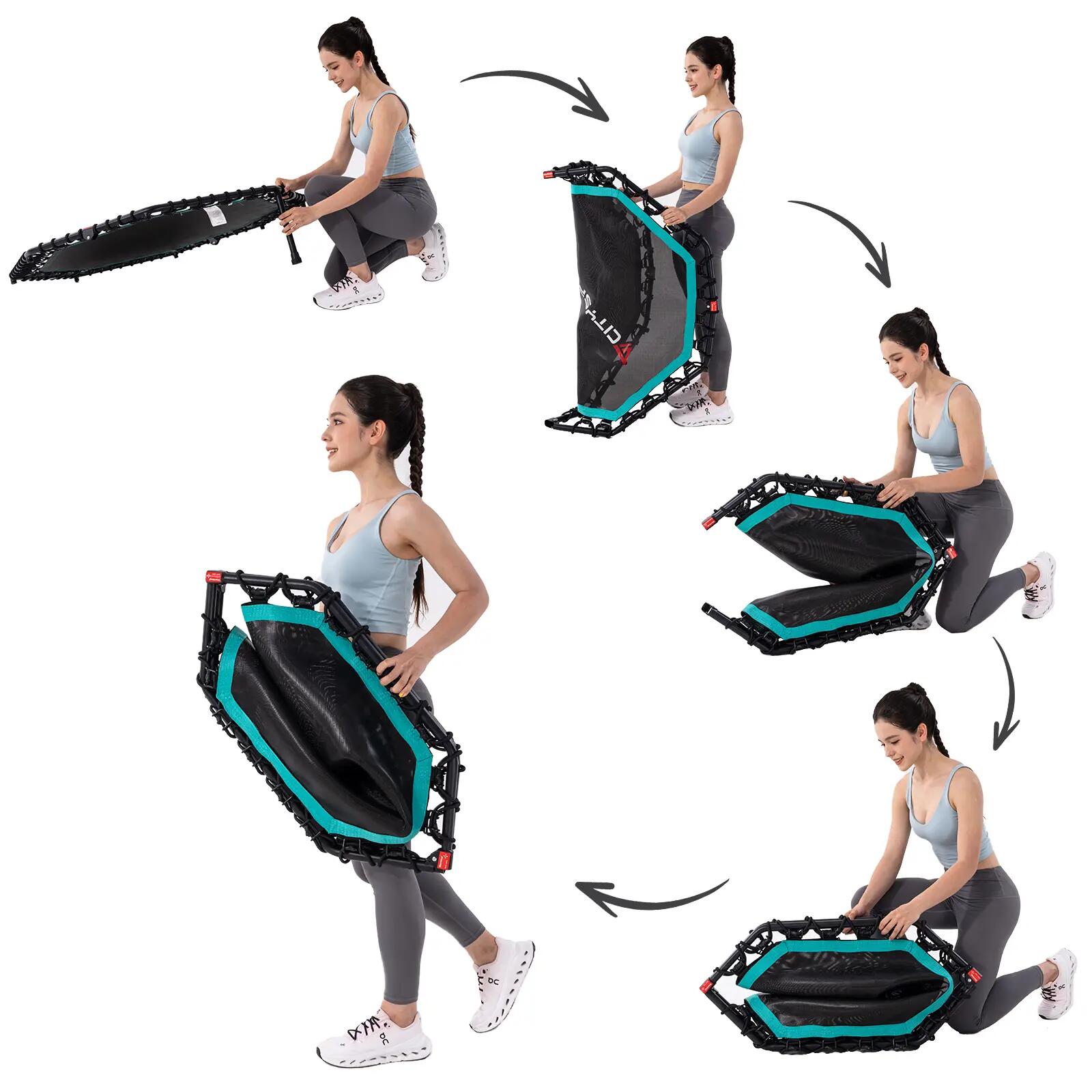 Trampolín de fitness plegable, BCJ-51B, ⌀109cm, asas ajustables desmontables 7/9
