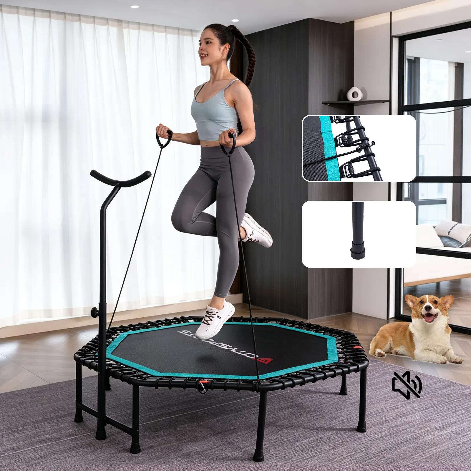 Trampolín de fitness plegable, BCJ-51B, ⌀109cm, asas ajustables desmontables 6/9