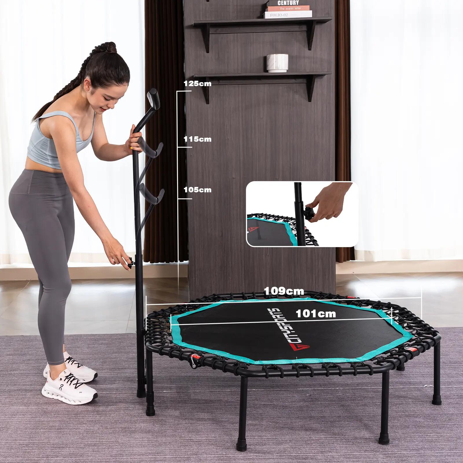 Trampolín de fitness plegable, BCJ-51B, ⌀109cm, asas ajustables desmontables 4/9