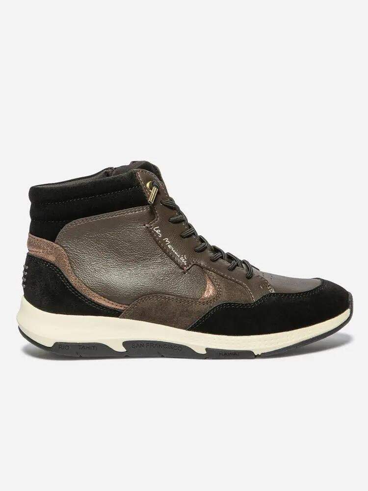 Tennis hautes - Femme - Cuir, zip élastique - JUNIMID - Marron 2/5