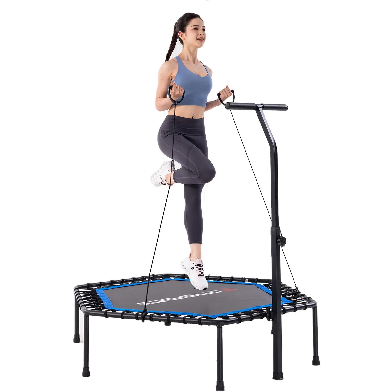 Trambulină de fitness pliabilă cu bară de susținere, până la 100 kg. 2/8