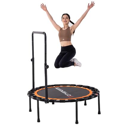 Trampoline de fitness pliable avec barre de maintien, calme et robuste