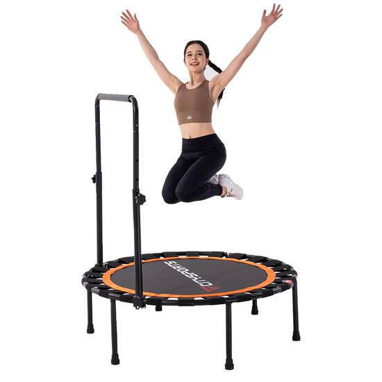 Trampoline de fitness pliable avec barre de maintien, calme et robuste