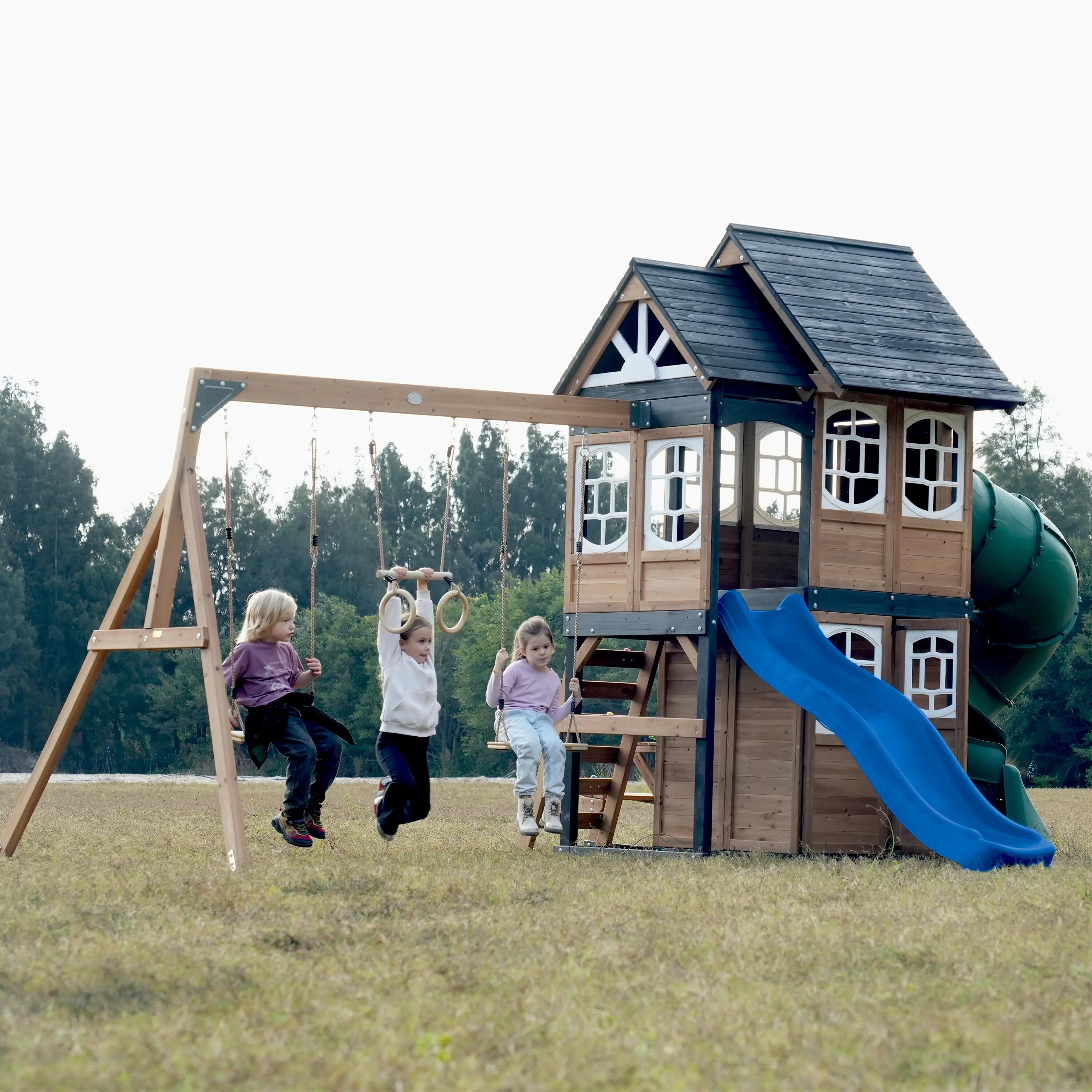 Speeltoestel - AXI Noud - 2 schommels, buisglijbaan - Blauw 7/7