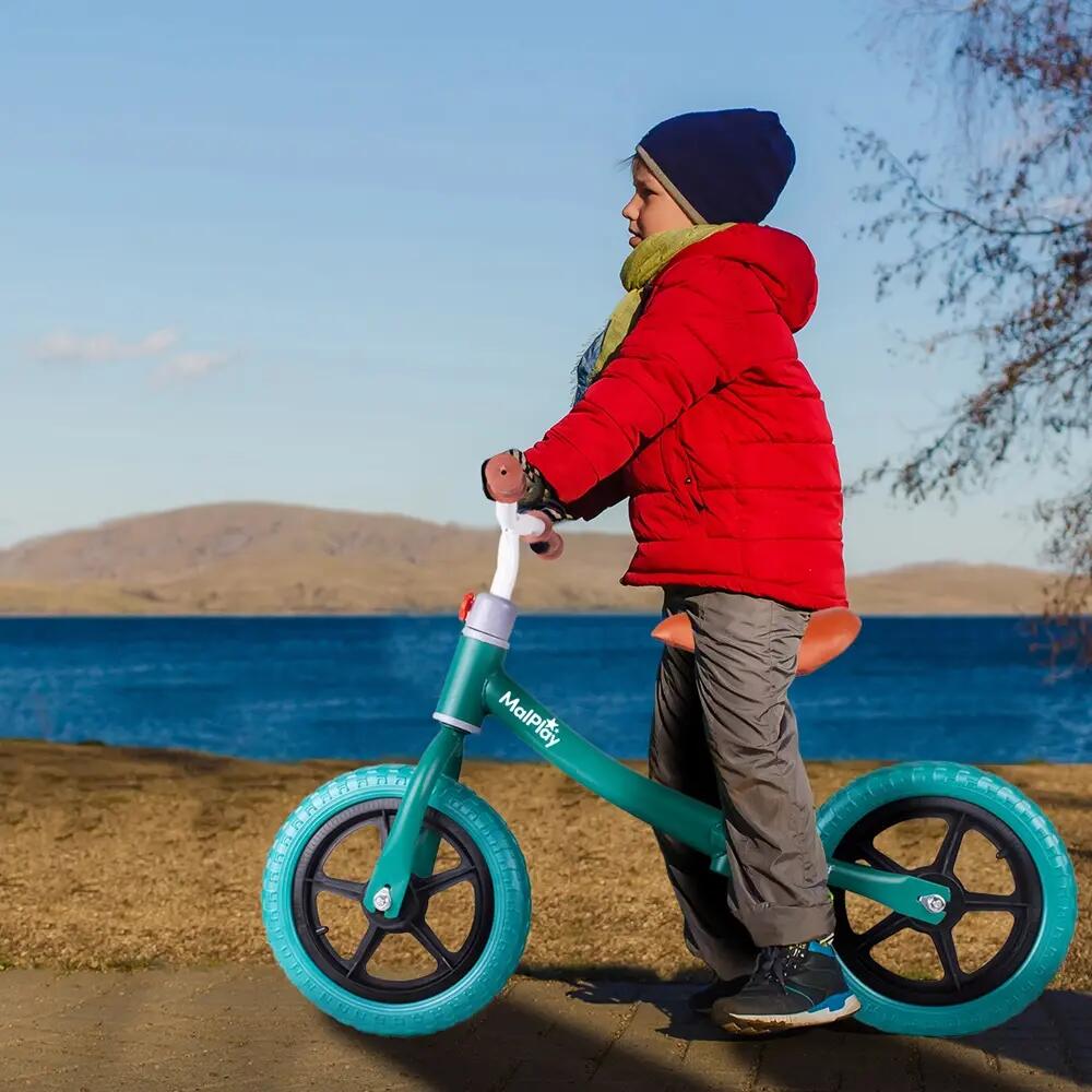 Bicicleta de equilíbrio infantil Eva com rodas de 12 polegadas, cor turquesa. 6/11
