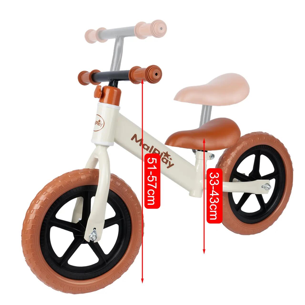 Bicicleta de equilíbrio infantil Eva com rodas de 12 polegadas, cor creme. 11/11