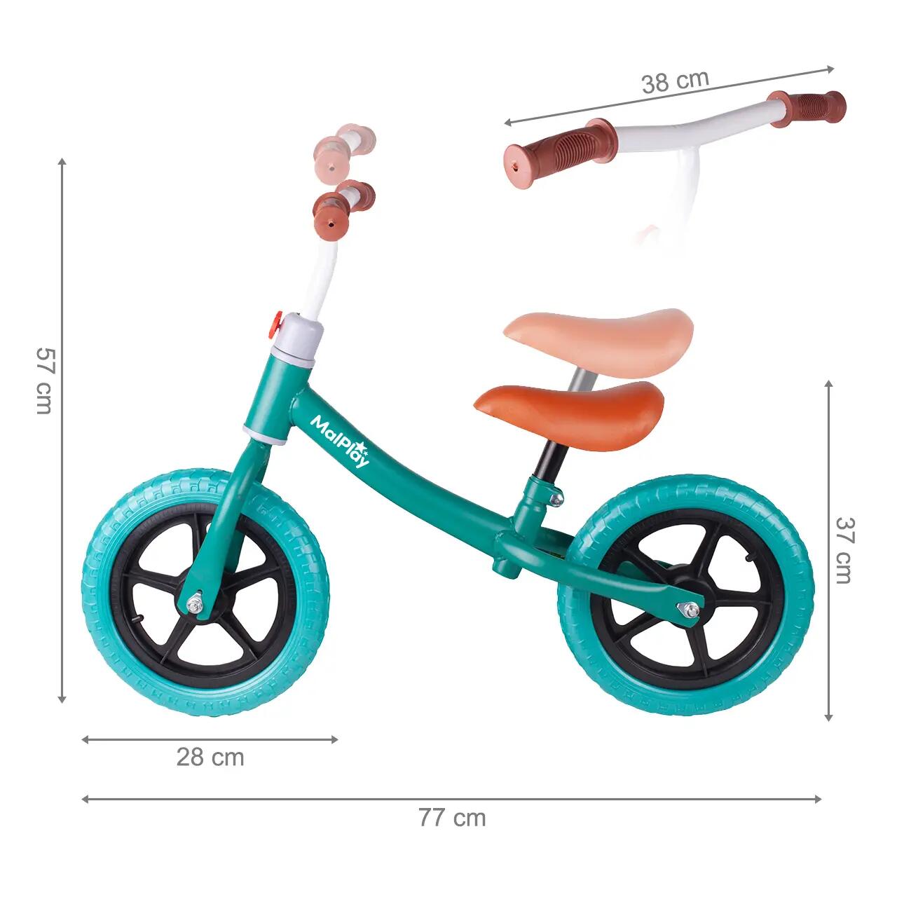 Bicicleta de equilíbrio infantil Eva com rodas de 12 polegadas, cor turquesa. 2/11