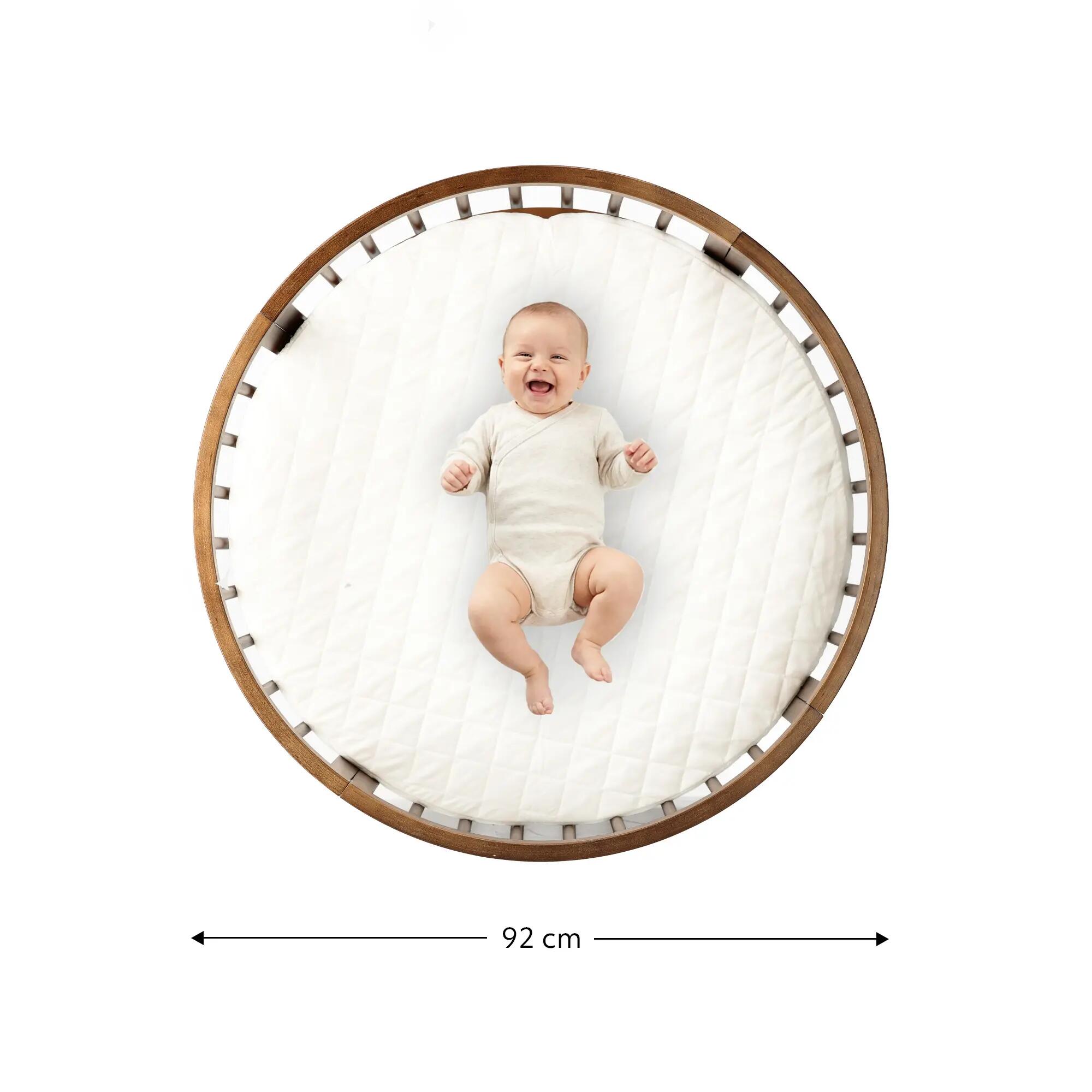 Box Willow - Box Bambini Rotondo con Materasso - Box con Ruote - Marrone 3/8