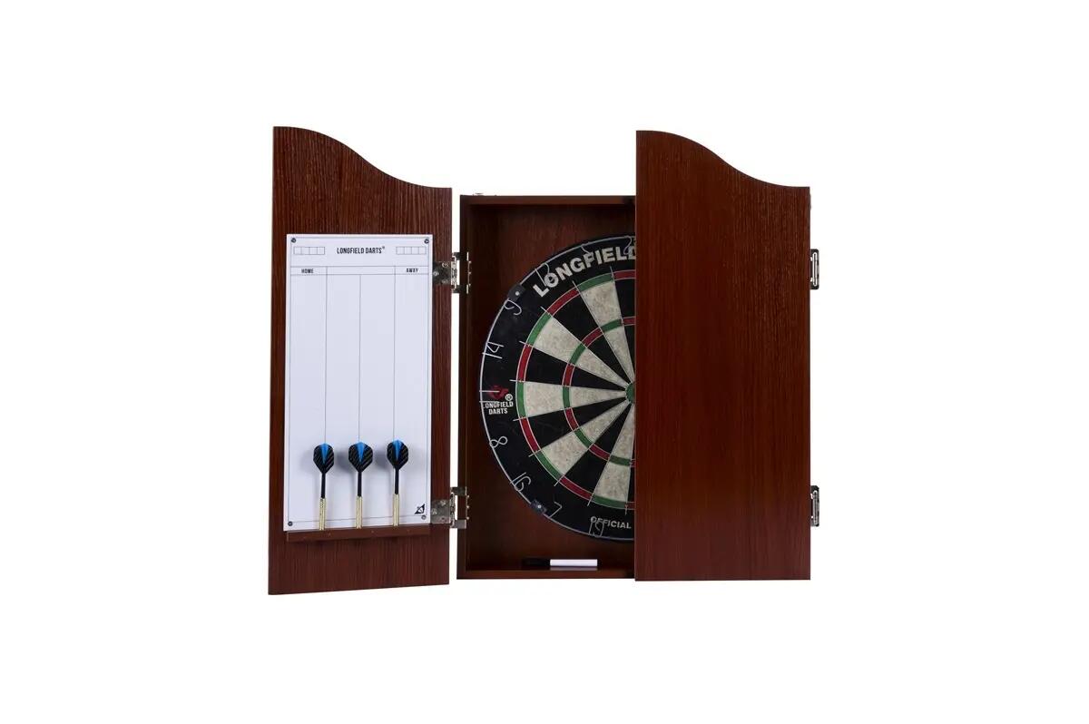 Armoire en bois de palissandre avec jeu de fléchettes en sisal 2/5