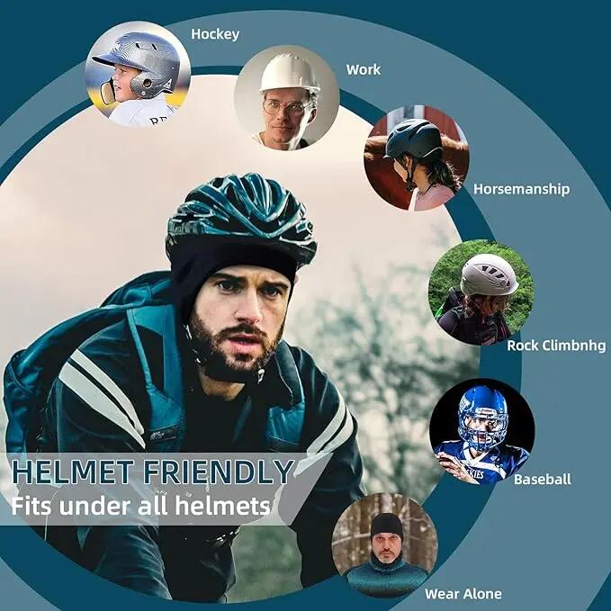 Winter-Fahrradmütze winddicht warm mit reflektierendem Logo 6/7