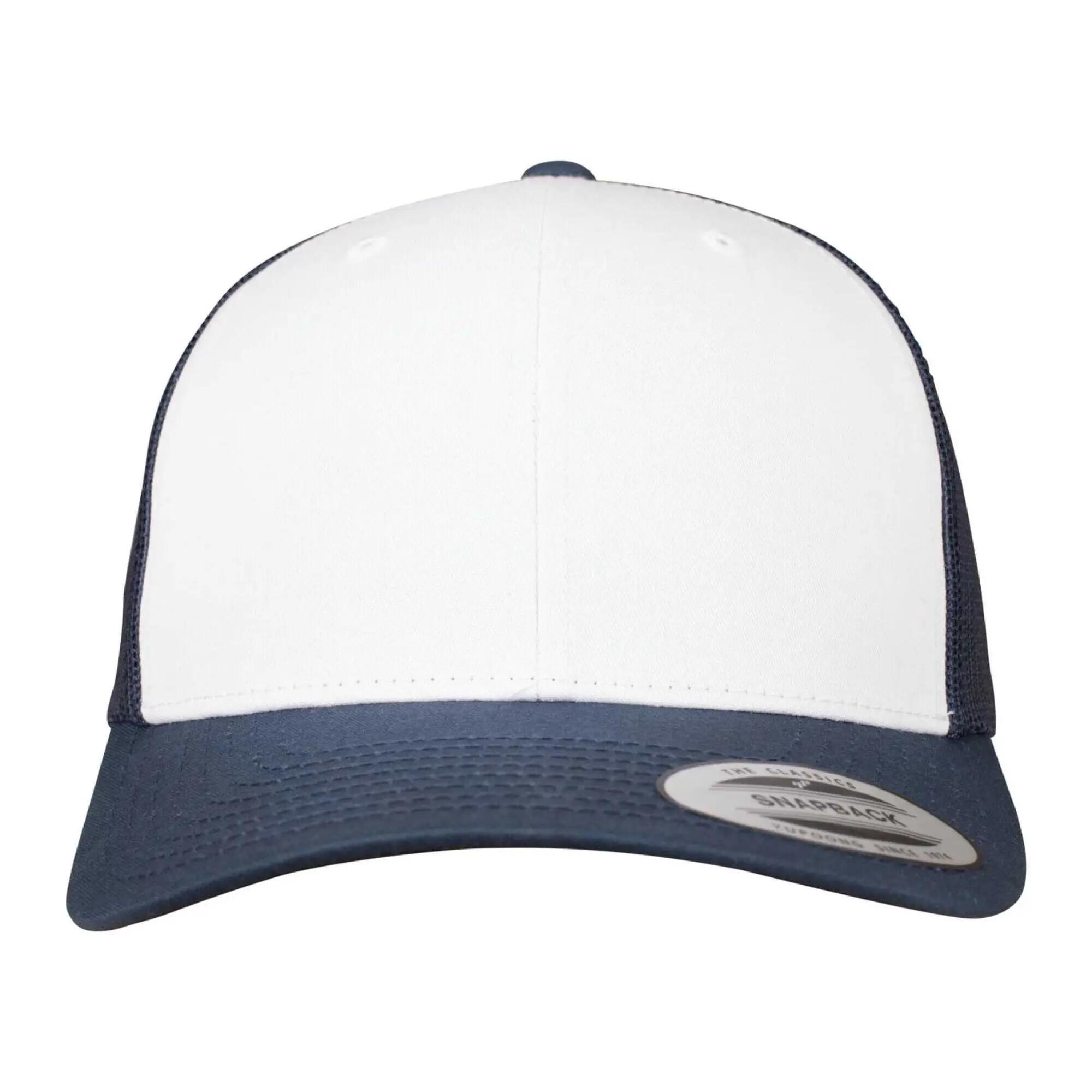 Unisex Adult Retro Colour Block Trucker Cap (Navy/White) 5/5