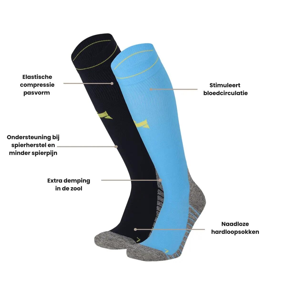 Calcetines de running de compresión pack de 2 Multi Navy 3/5
