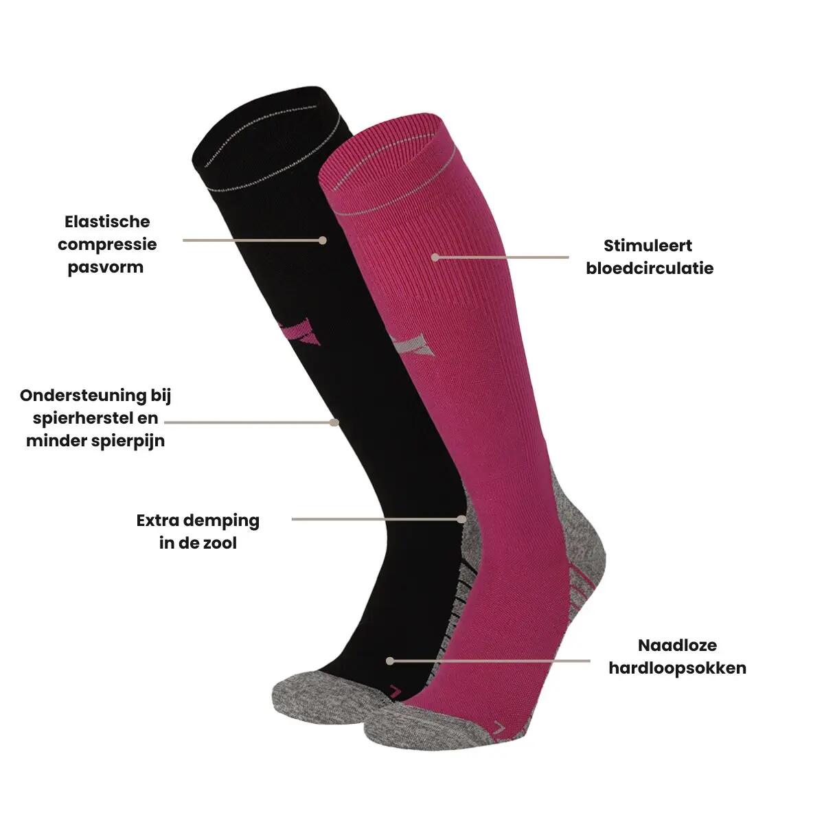 Calcetines de running compresión pack de 2 Multi Purple 3/5